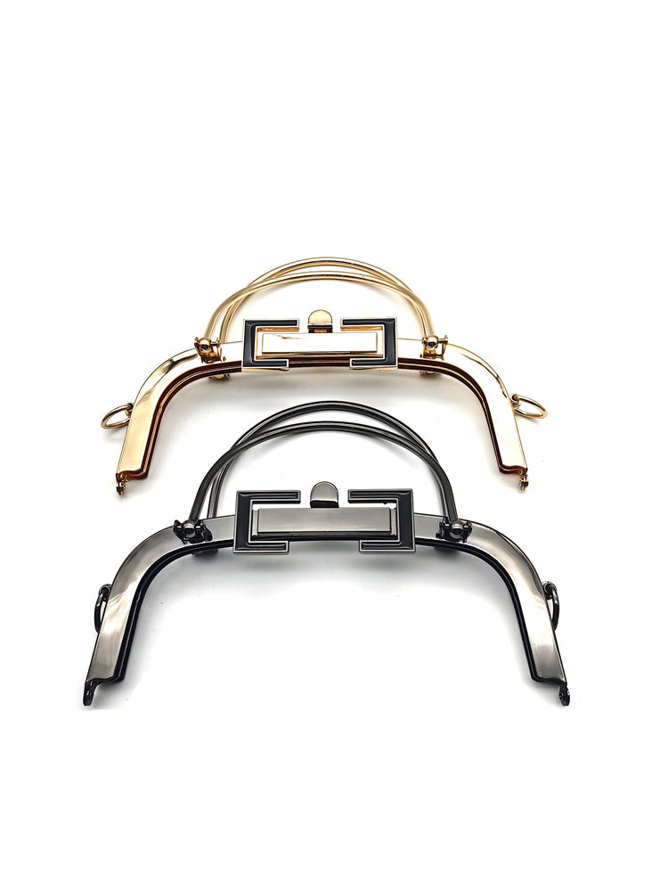 RL-POX08 Light gold And Gunmetal Cruved Shape Purse Metal Frame With Metal Handle 20CM & 23CM