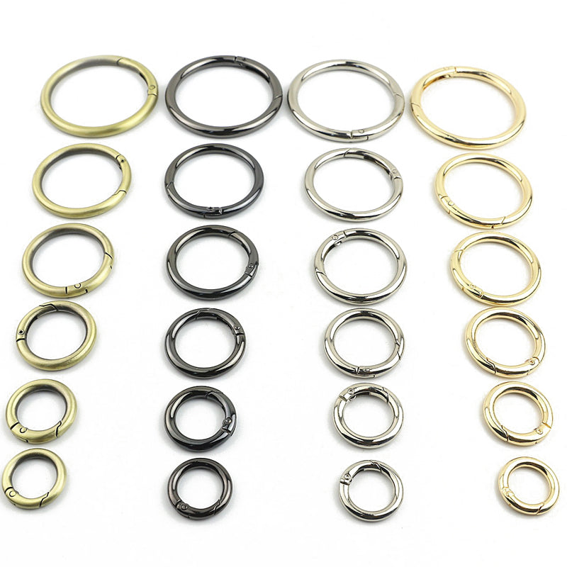 Various size 10mm/12mm/15mm/20mm/25mm/32mm/38mm/50mm round shape bag metal spring hooks