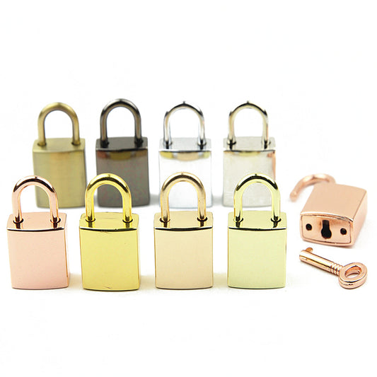 Handbag decorative smooth surface padlock small square lock with key real lock head