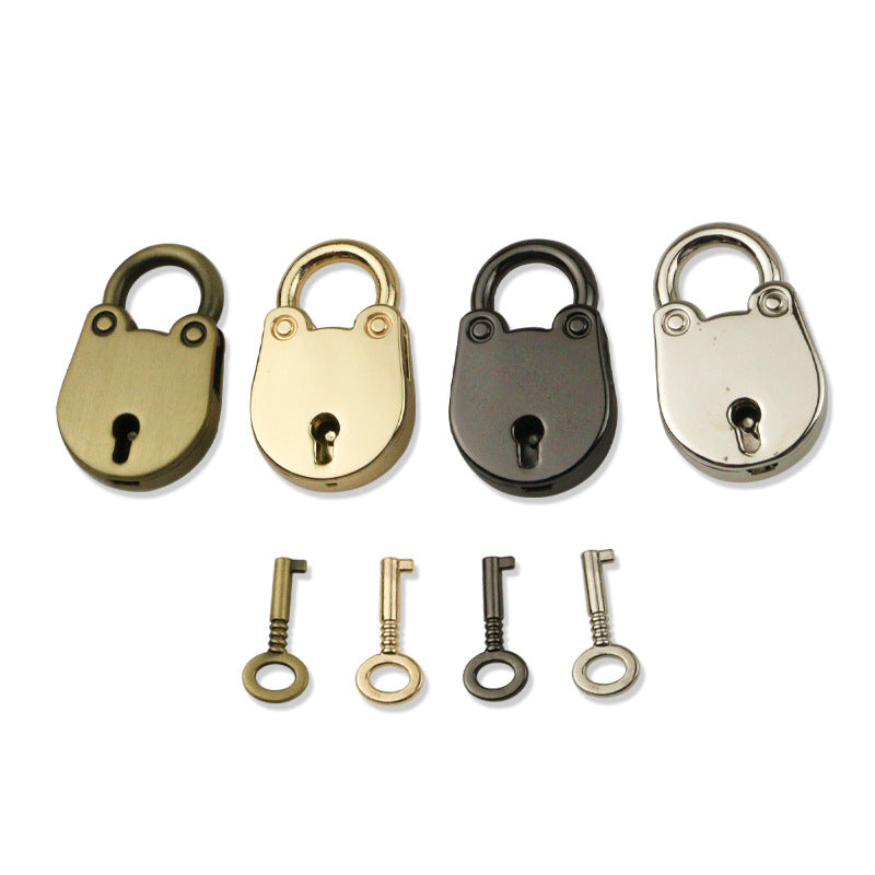 Bag kitten lock accessories hardware decorative padlock luggage oval lock with real key