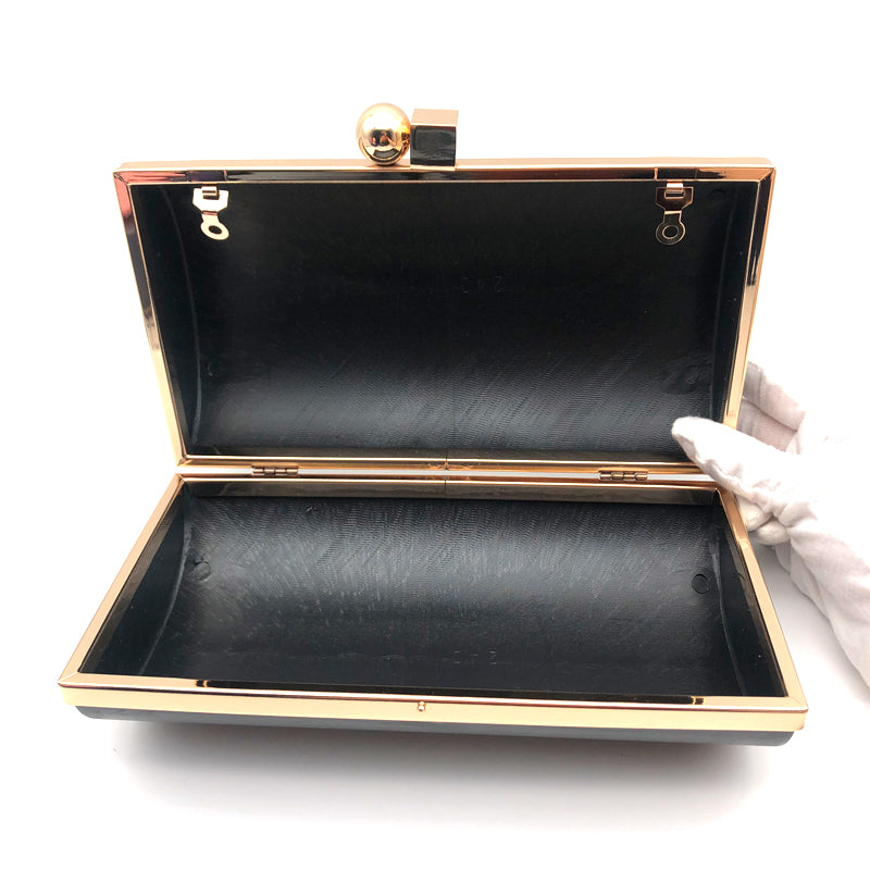 22.2 X 12 CM Light Gold Plastic Box Clutch Purse Metal Frame Round Square Head Lock For Evening Bags 1 order