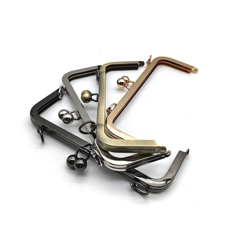 21CM Various color round ball kiss lock and d ring decoration clutch bag clasp metal frame