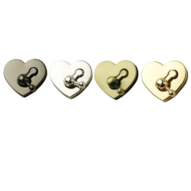 Bag hardware accessories zinc alloy heart shape metal twist turn lock
