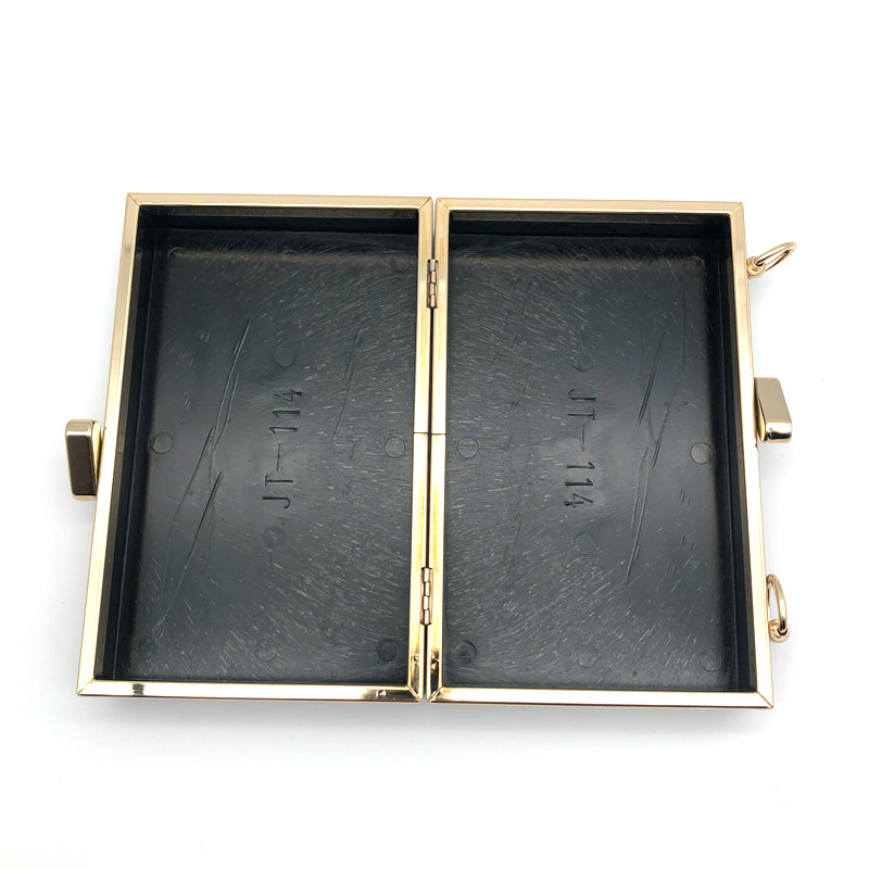 Delicate Custom Good Quality Fashion Double Head Decorated Gold Clutch Wallet Metal Clasp Plastic Box For Bag Hardware