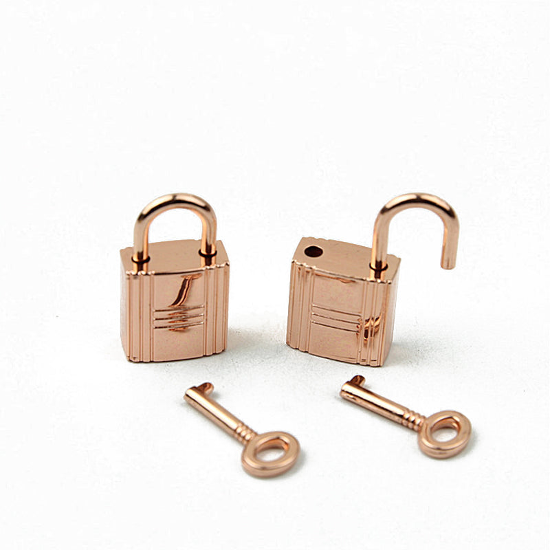 Bag decorative padlock small square lock striped three horizontal lock with key real lock