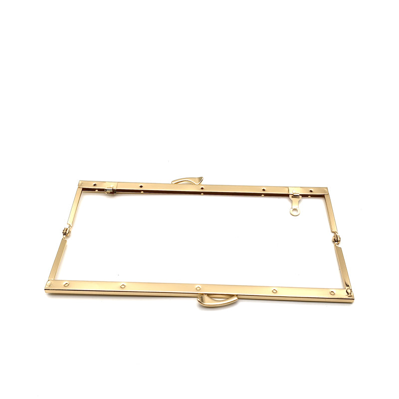 24cm light gold square smooth screw hole fish tail head lock bag hardware purse metal frame for evening bag