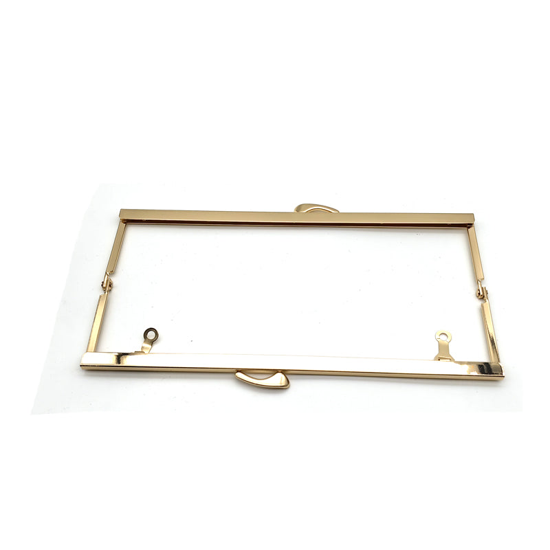 24cm light gold square smooth screw hole fish tail head lock bag hardware purse metal frame for evening bag