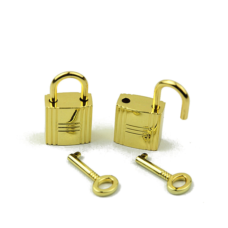 Bag decorative padlock small square lock striped three horizontal lock with key real lock