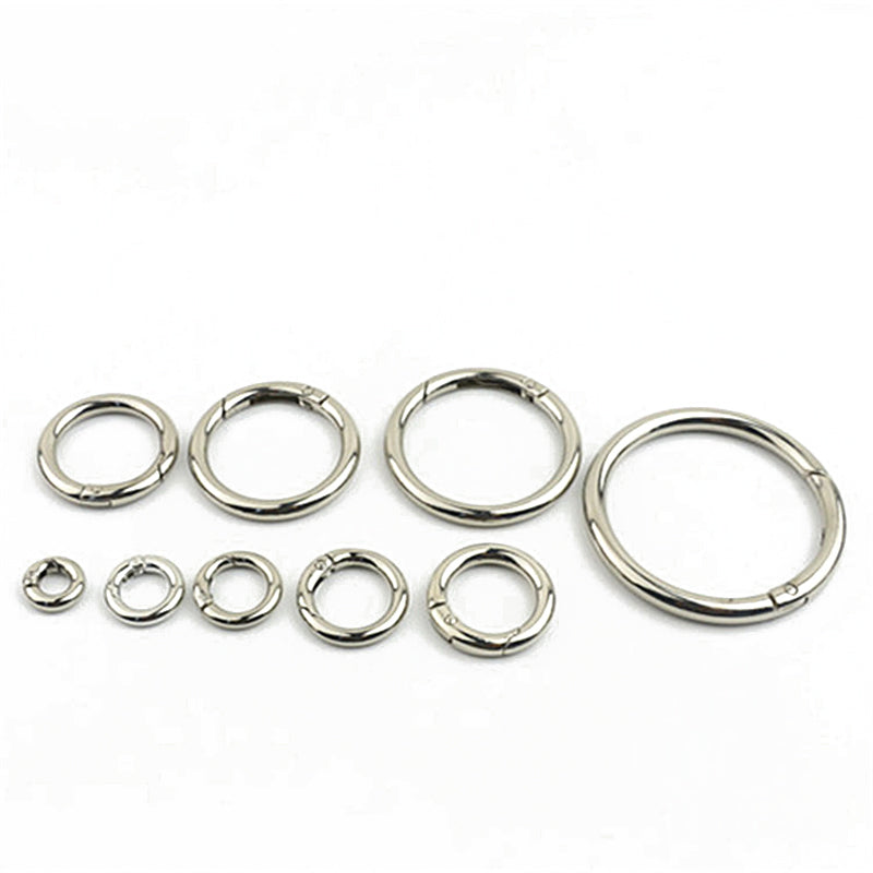 Various size 10mm/12mm/15mm/20mm/25mm/32mm/38mm/50mm round shape bag metal spring hooks
