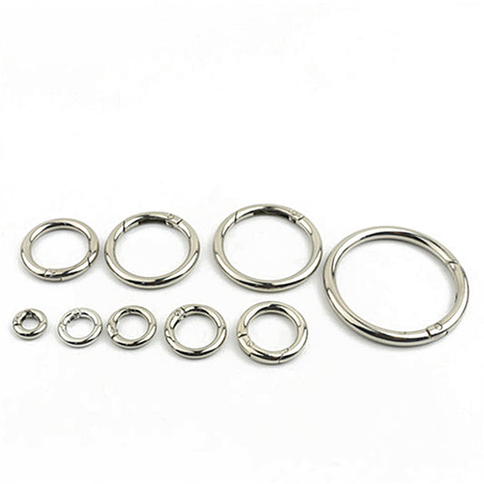 Various size 10mm/12mm/15mm/20mm/25mm/32mm/38mm/50mm round shape bag metal spring hooks