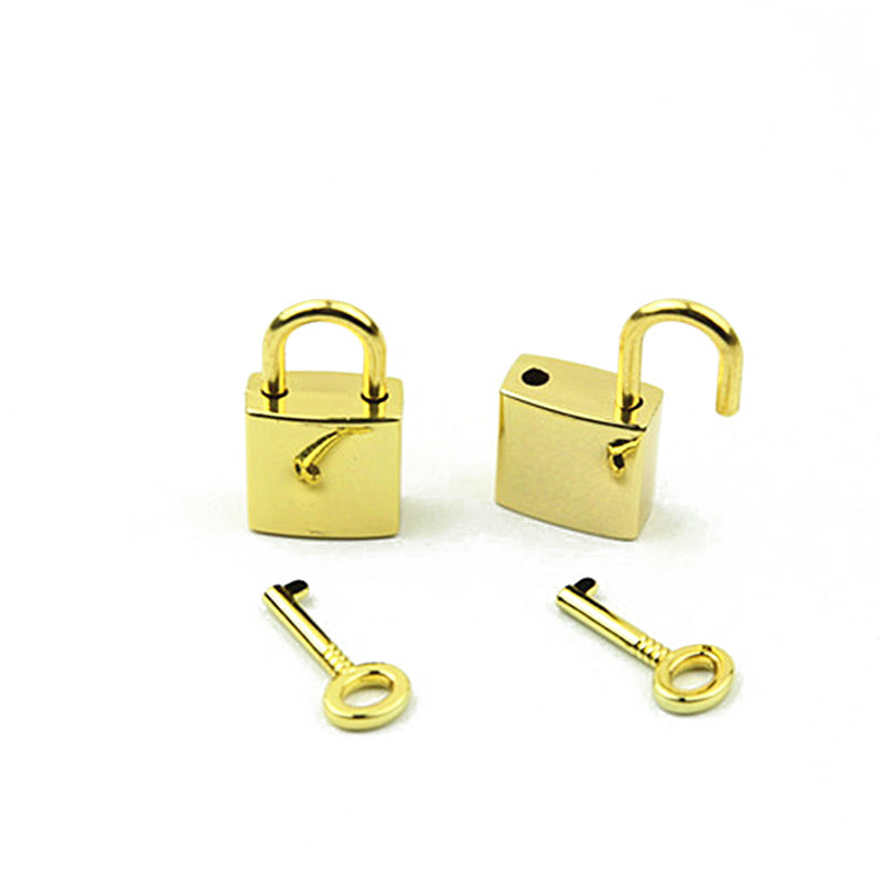 Handbag decorative smooth surface padlock small square lock with key real lock head
