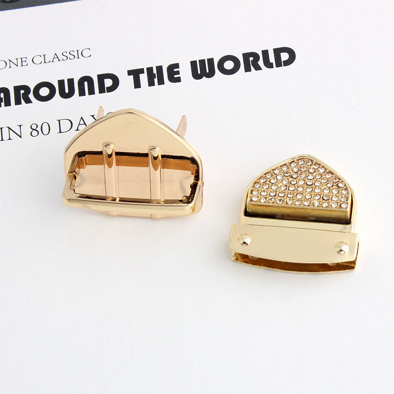 Diamond decoration metal bag clasp press lock