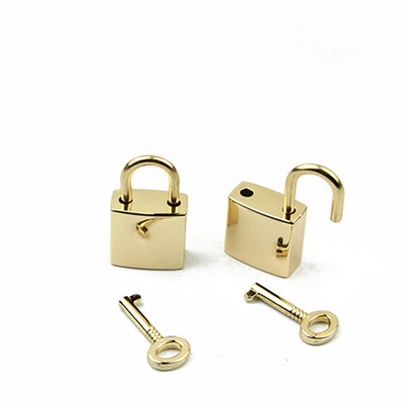 Handbag decorative smooth surface padlock small square lock with key real lock head