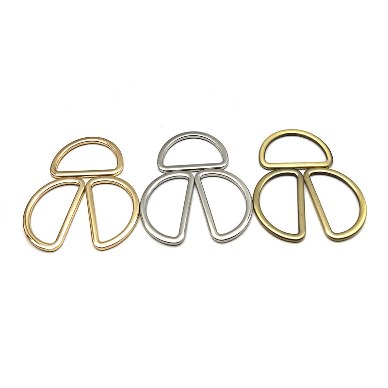 DIY Bag Accessories Zinc Alloy Various Size Flat D Rings For Handbag