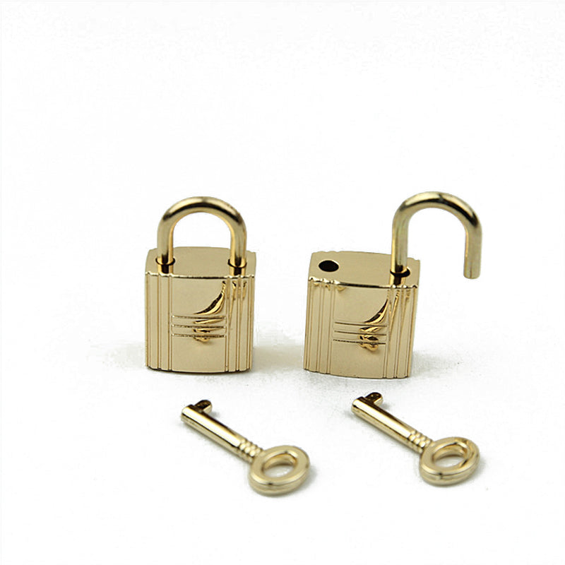 Bag decorative padlock small square lock striped three horizontal lock with key real lock