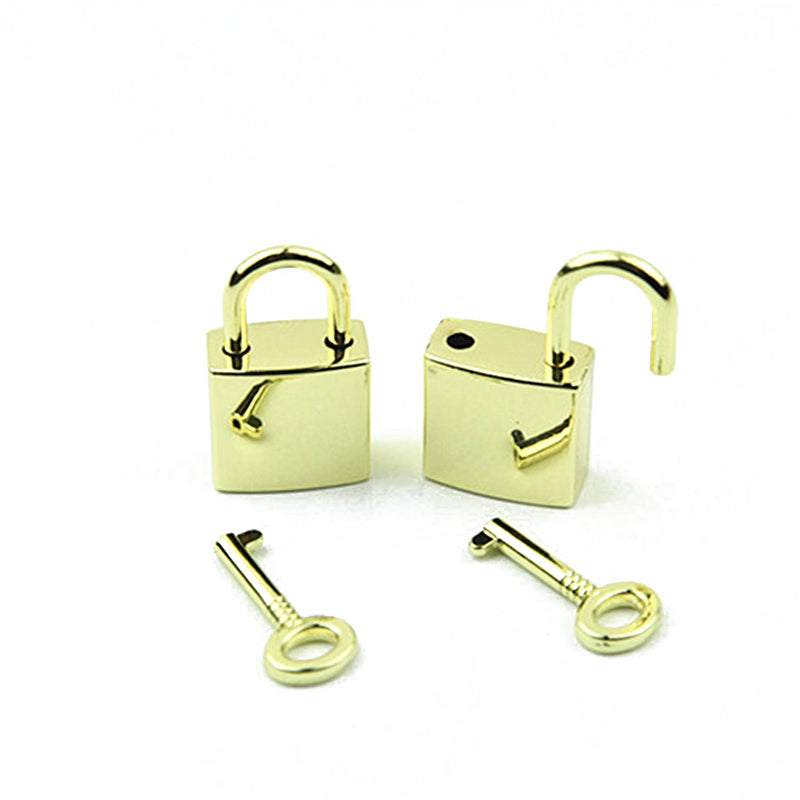 Handbag decorative smooth surface padlock small square lock with key real lock head