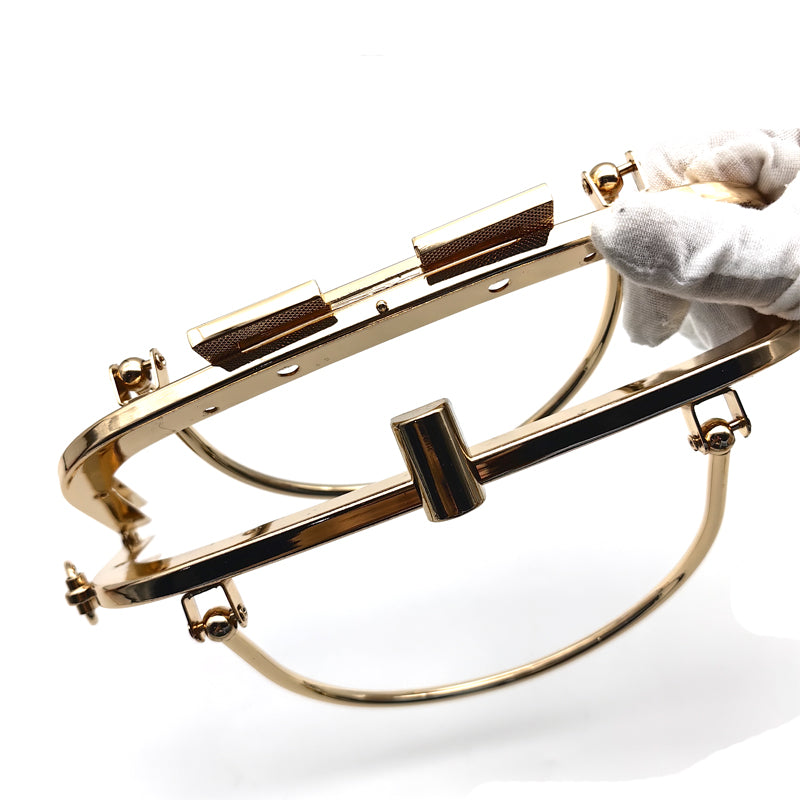 RL-POX08 Light gold And Gunmetal Cruved Shape Purse Metal Frame With Metal Handle 20CM & 23CM