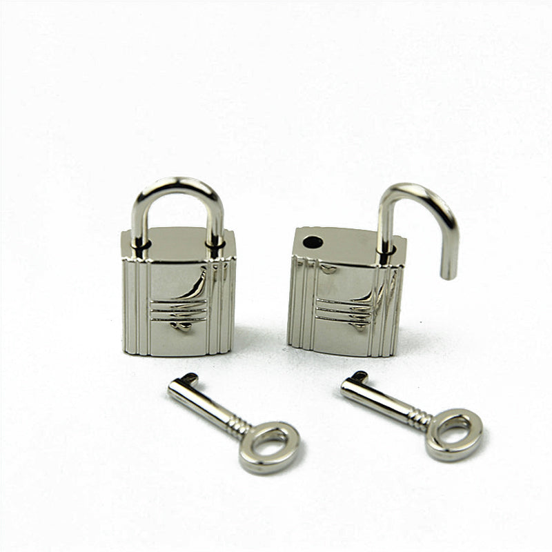 Bag decorative padlock small square lock striped three horizontal lock with key real lock