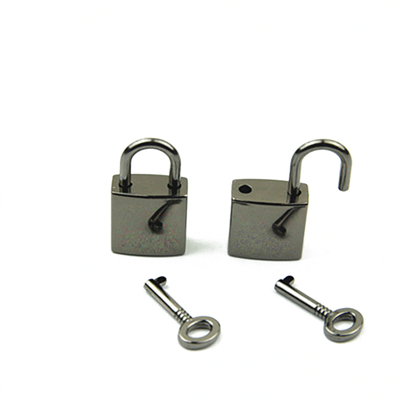 Handbag decorative smooth surface padlock small square lock with key real lock head