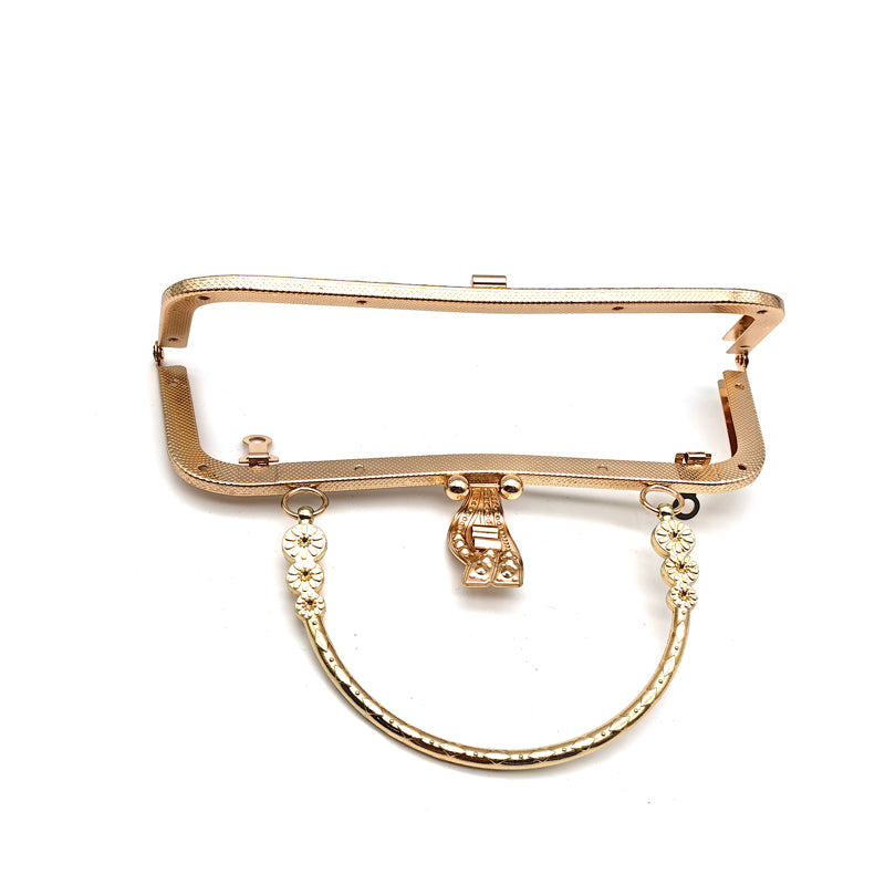 High quality fashion design embossing pattern flip cover clip lock purse bag metal frame with metal handle