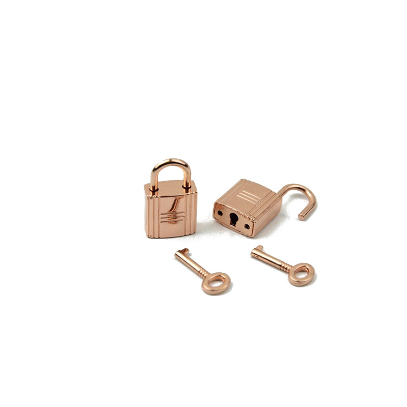 Bag decorative padlock small square lock striped three horizontal lock with key real lock