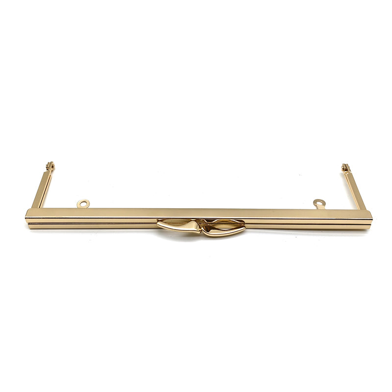 24cm light gold square smooth screw hole fish tail head lock bag hardware purse metal frame for evening bag
