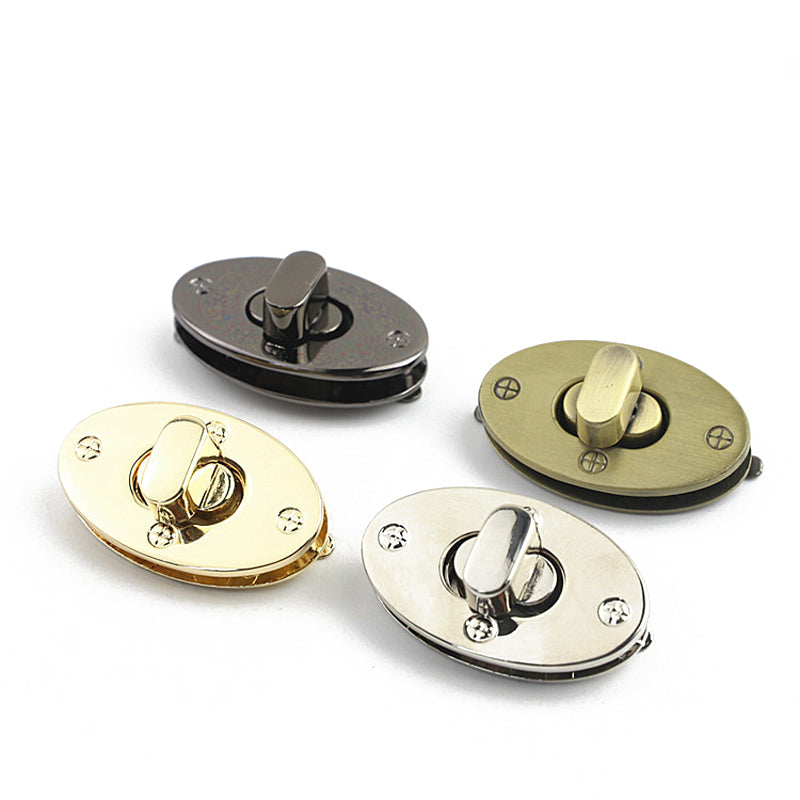 Flat smooth bag oval metal turn locks