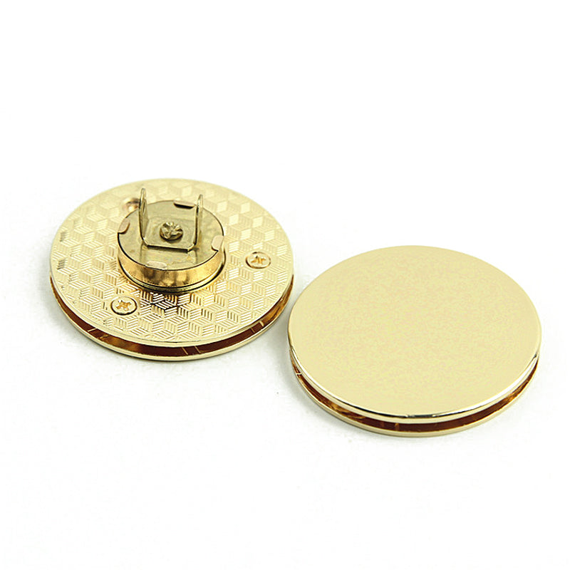 Handbag accessories light gold zinc alloy metal round magnetic button lock