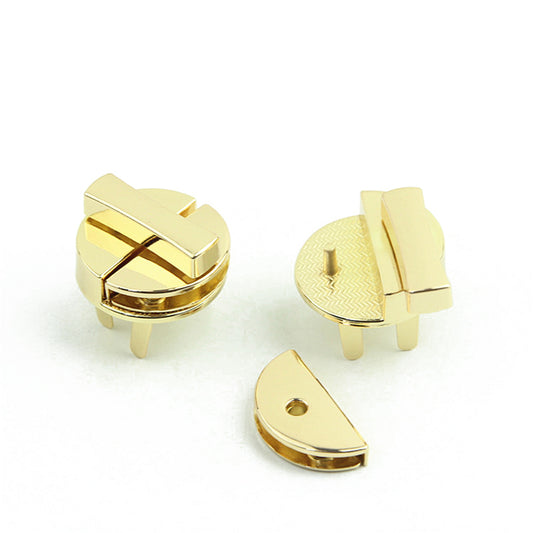 Handbag accessories die casting light gold round mortise twist turn lock