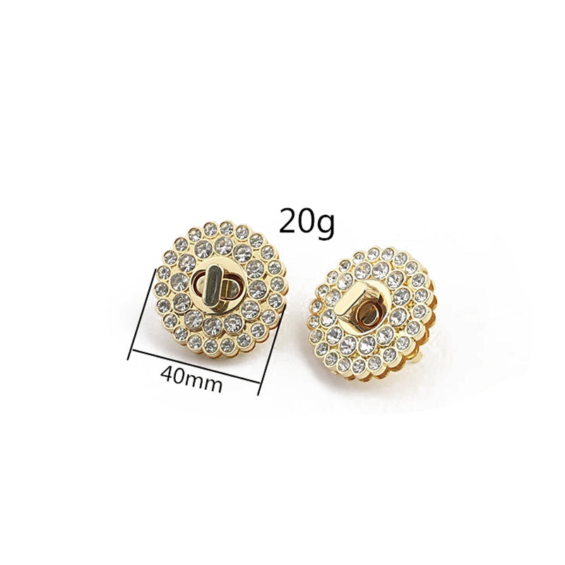 Round shape diamond decoration handbag metal turn lock
