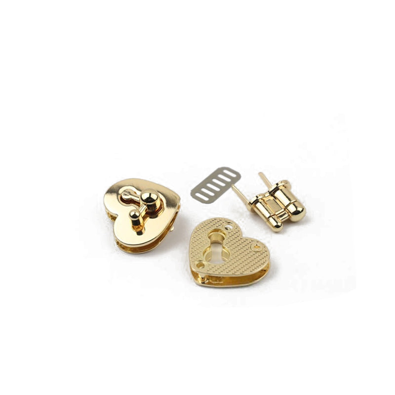 Bag hardware accessories zinc alloy heart shape metal twist turn lock