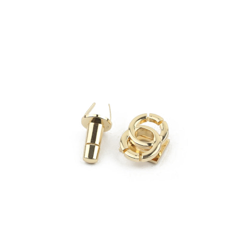 Bag hardware double round rings design metal twist locks
