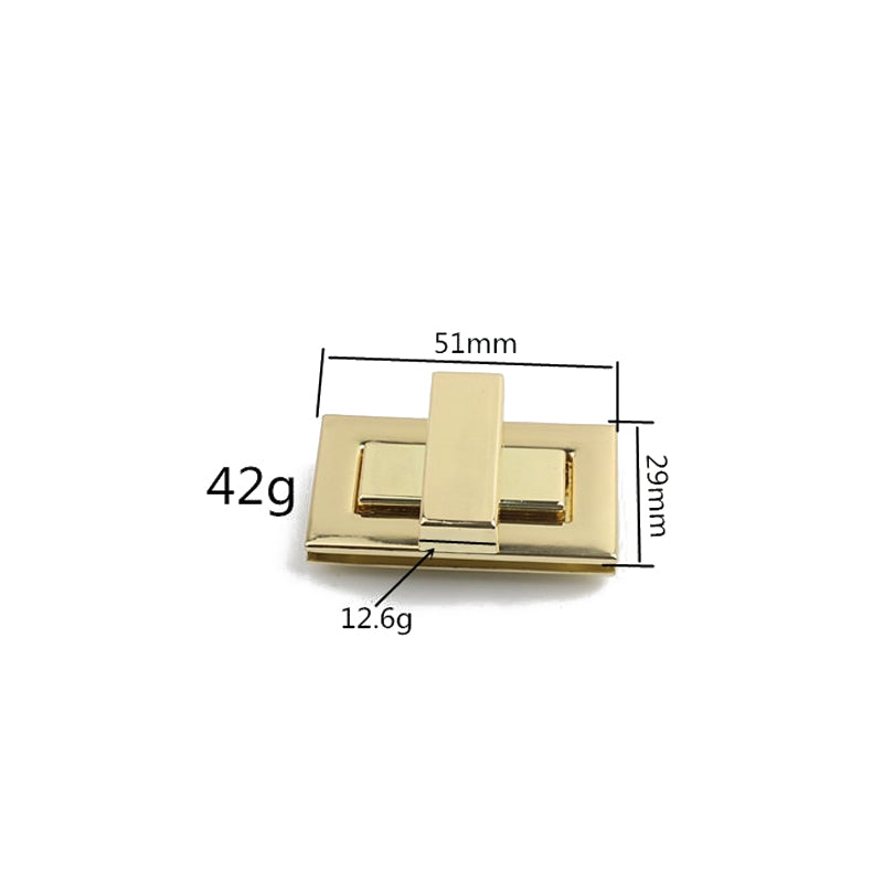 Rectangle shape metal accessories bag lock twist turn closure