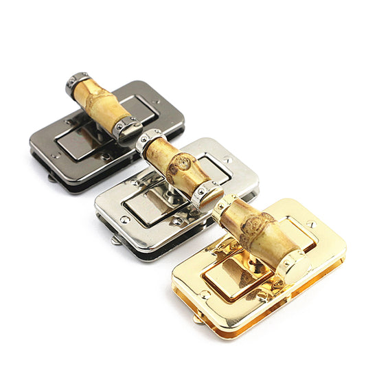 Handbag leather hardware accessories die-casting real bamboo twist lock