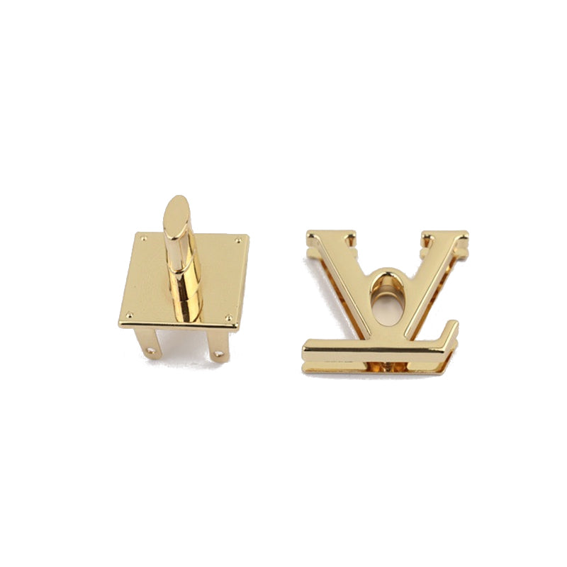 Handbag hardware accessories V-letter shape gold metal twist lock switch lock buckle