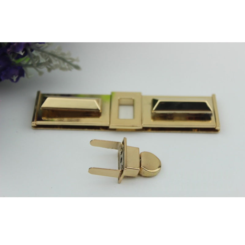 Leather bag rectangle shape metal plug in turn lock