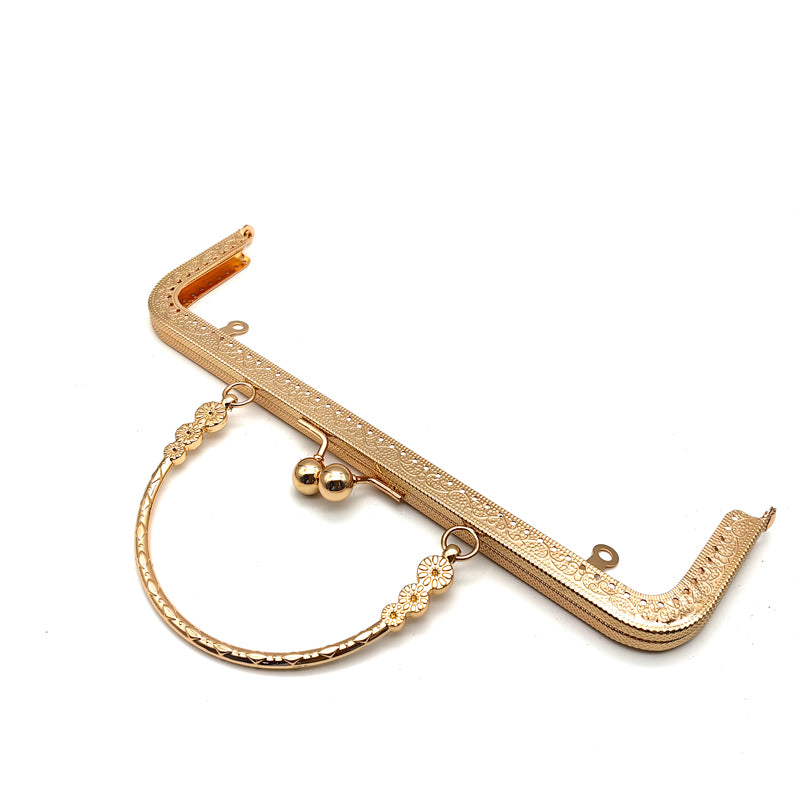 Fashion design 20.5CM & 25CM various colors embossing pattern make hole purse metal frame with handle