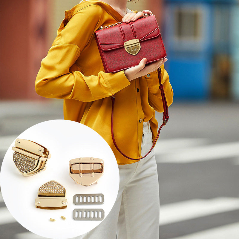 Diamond decoration metal bag clasp press lock