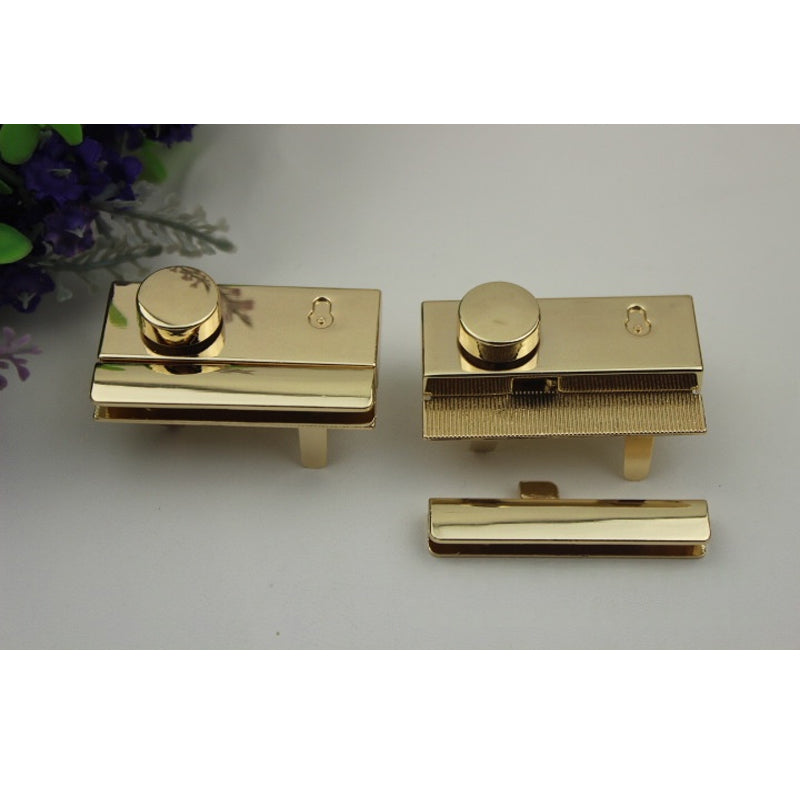 Leather bag hardware metal press clip locks