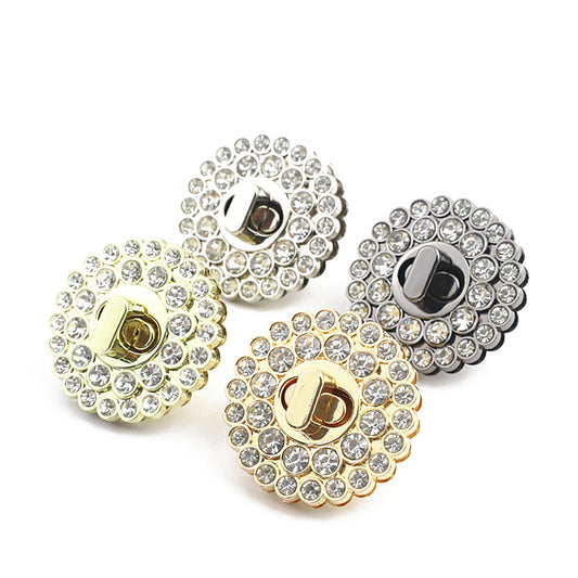 Round shape diamond decoration handbag metal turn lock