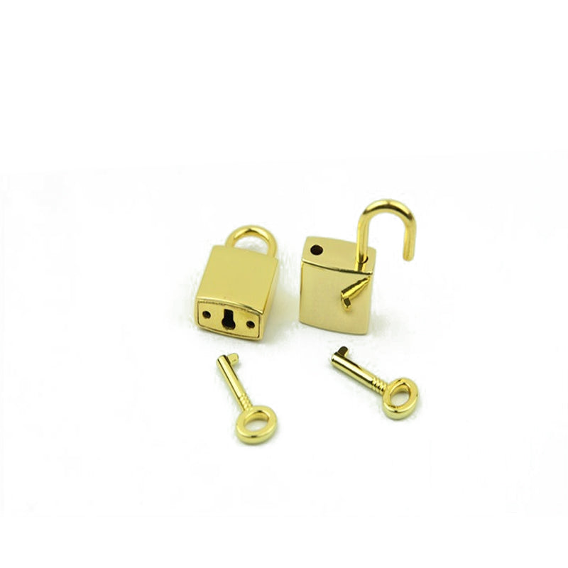 Handbag decorative smooth surface padlock small square lock with key real lock head