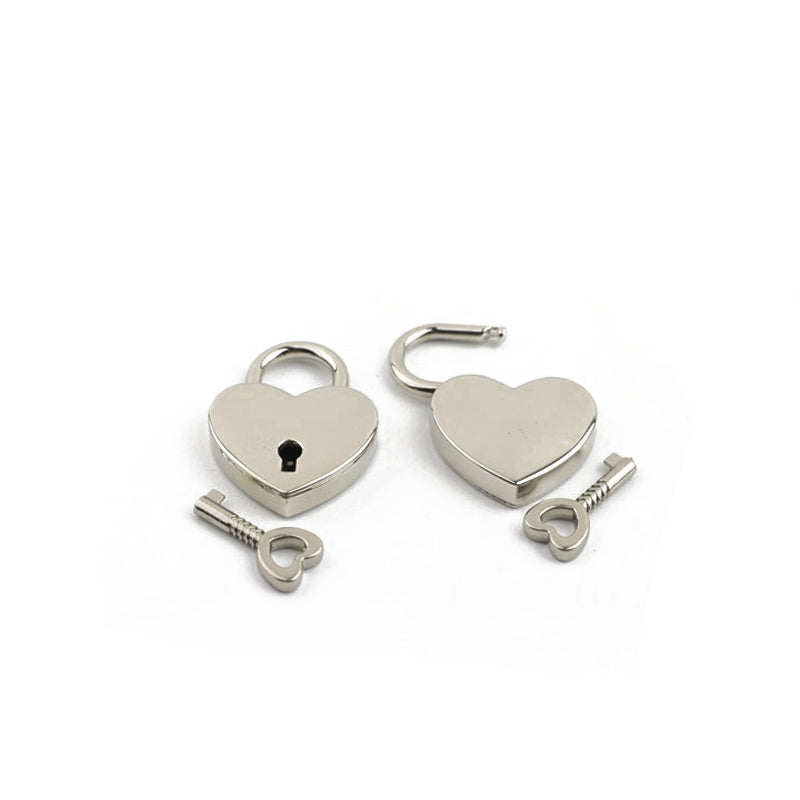 Bag lovely heart metal decorative padlock with real key