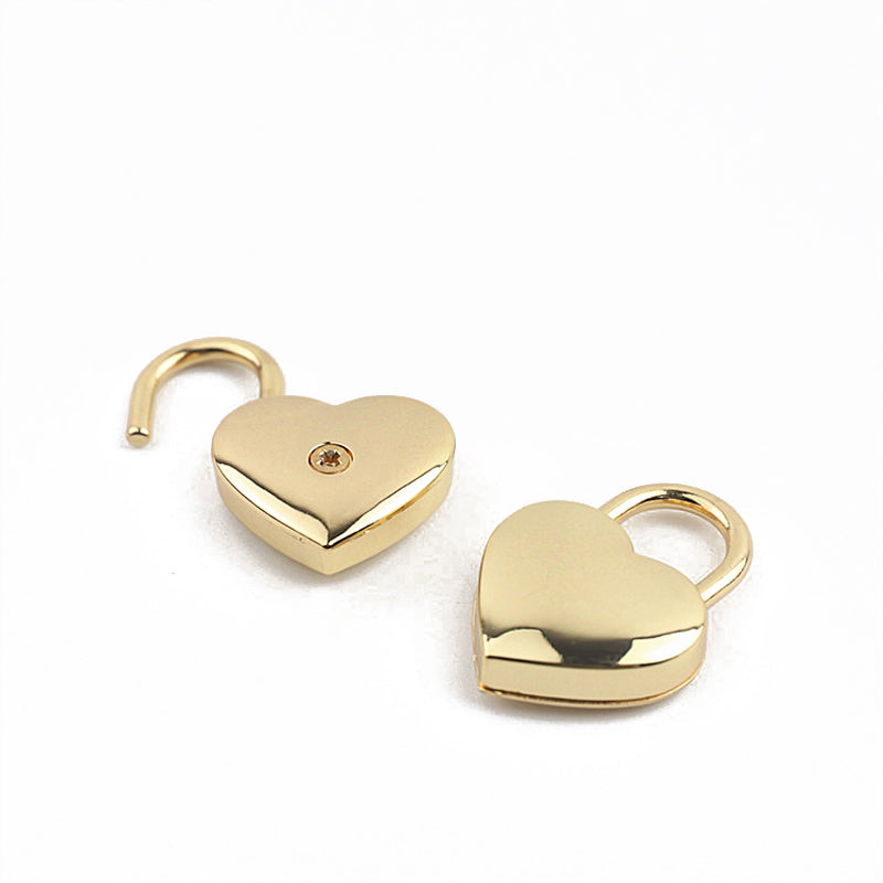 Luggage hardware accessories small model light gold heart-shaped keyless spring padlock