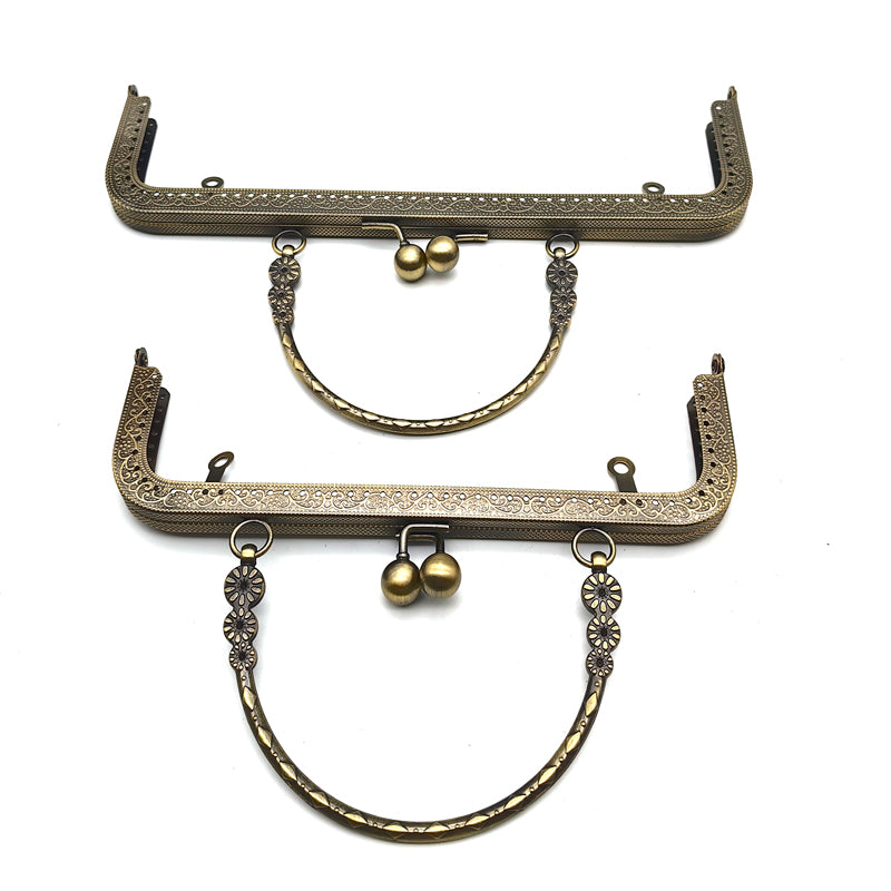 Fashion design 20.5CM & 25CM various colors embossing pattern make hole purse metal frame with handle