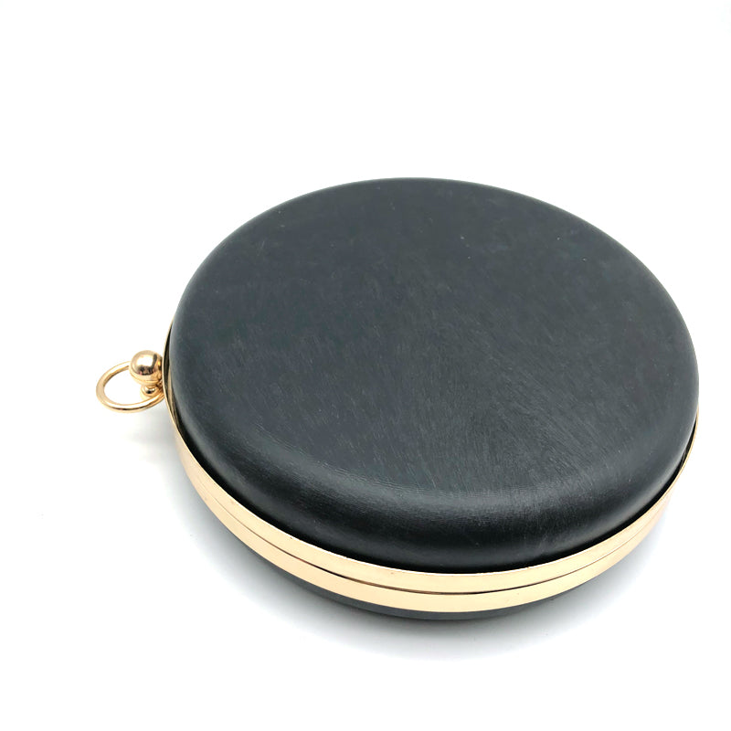 18CM Round Shaped Hanging Plating Gold Metal Frame Clutch Bag Plastic Box With Monk Head Lock Iron Circle Hardware