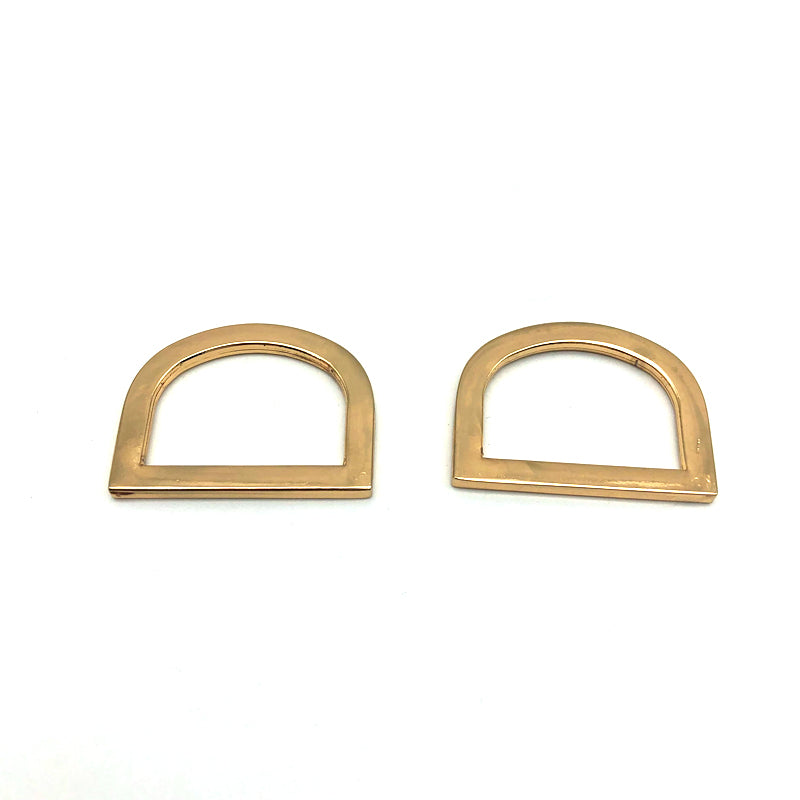 Factory Supply Handbag Accessories Light Gold Zinc Alloy Flat Shape 1 Inch Metal D Rings With Hanging Plating
