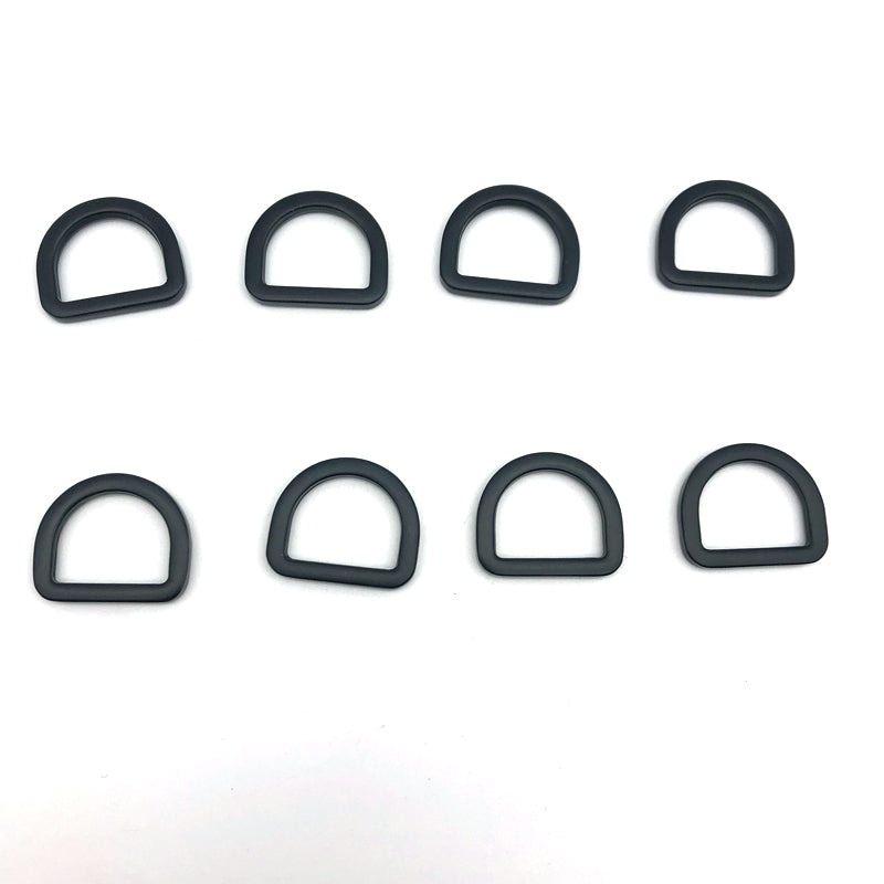 Customized manufacturing zinc alloy electrophoresis black bag metal flat d rings 18mm for handbag