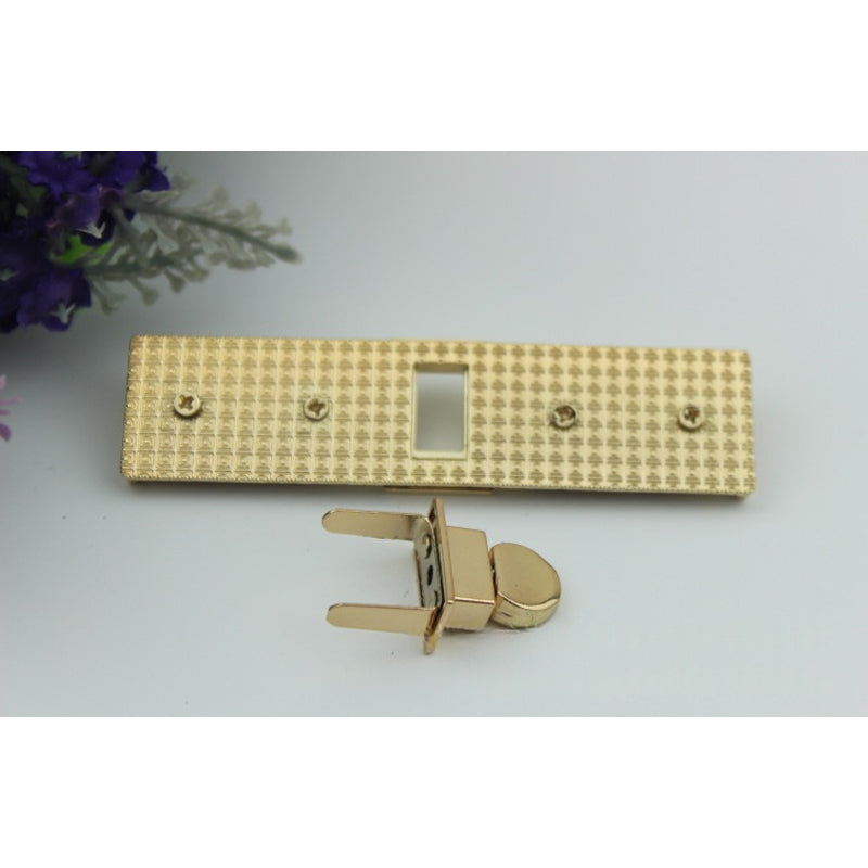 Leather bag rectangle shape metal plug in turn lock