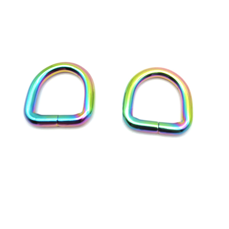 Handbag Accessories Iron Material 20MM Rainbow Color Welded Metal D Rings For Shoulder Belt