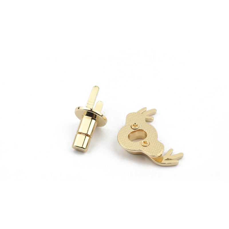 Luggage hardware accessories light gold deer head lock animal decoration twist lock